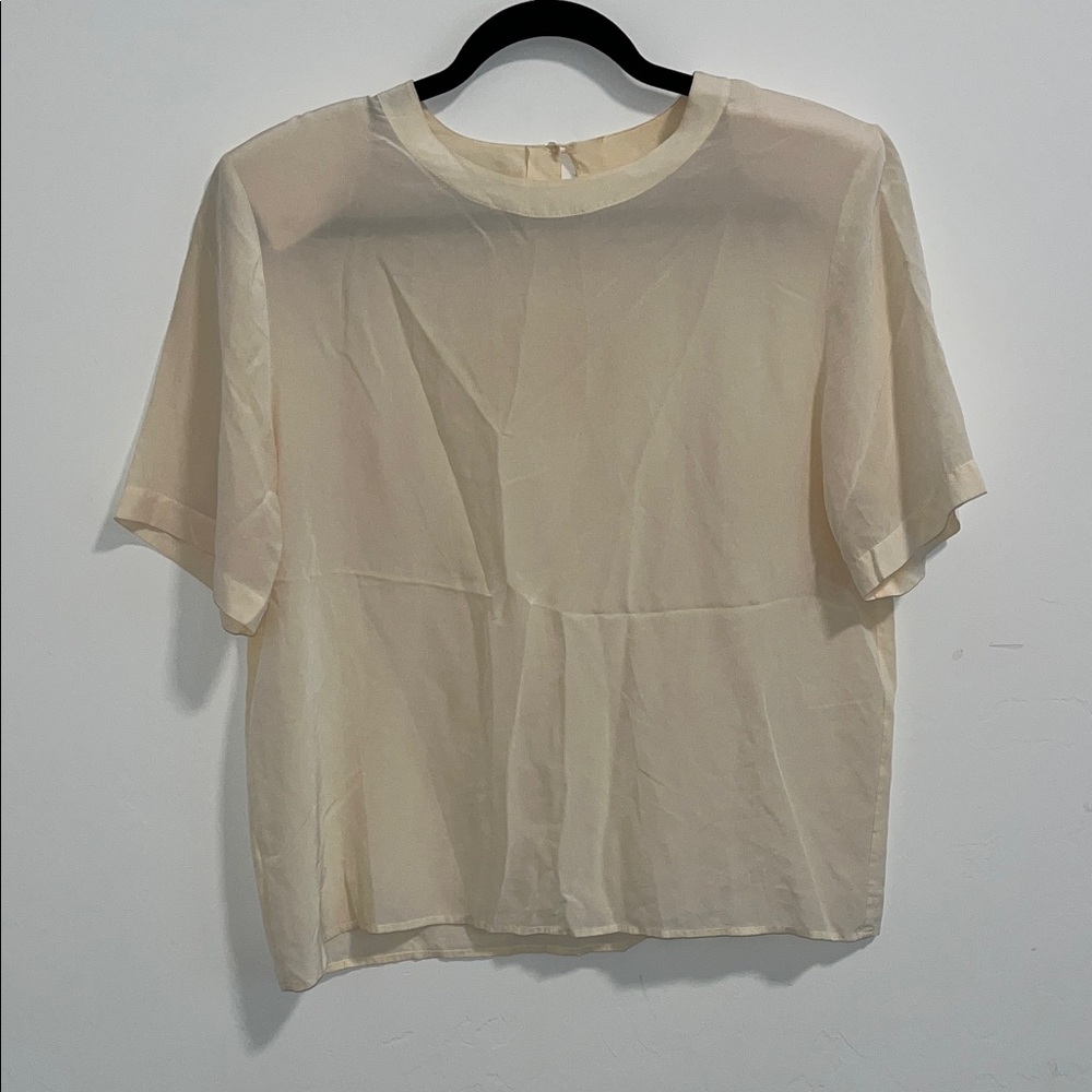 Vintage Cream 100% Silk Blouse - Women